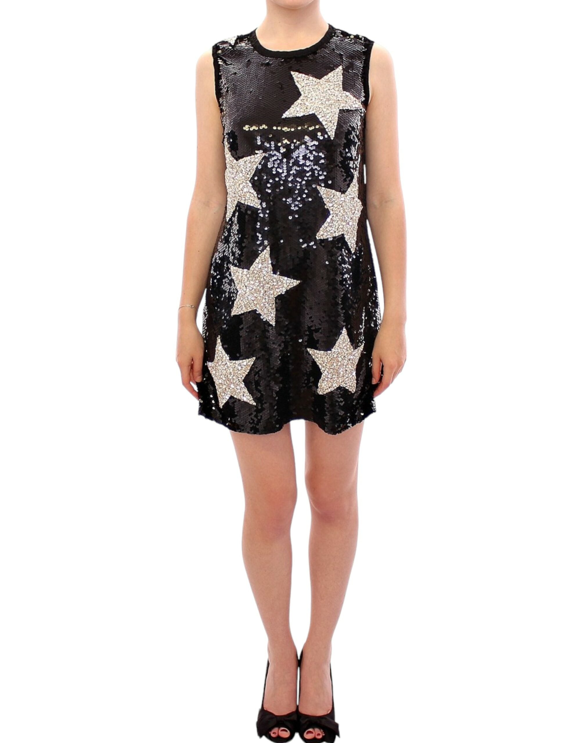 Crystal Swarovski Stars Sequined Dress — Black