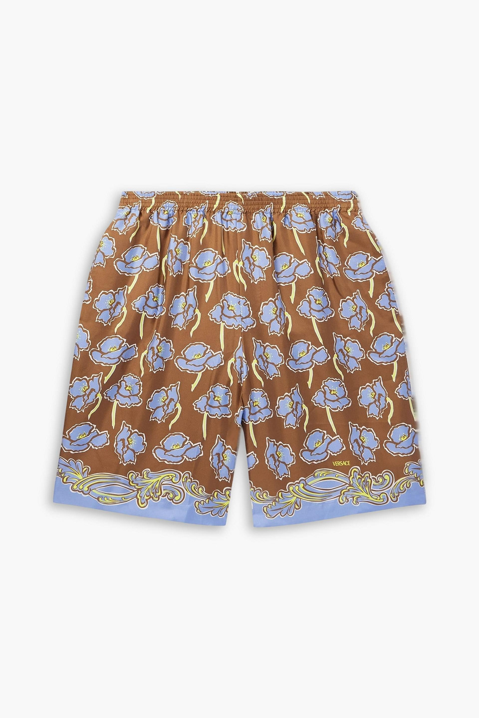 Straight-leg printed silk-twill shorts - Brown - IT 50