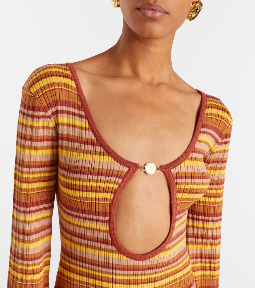 Rey cutout ribbed-knit striped maxi dress