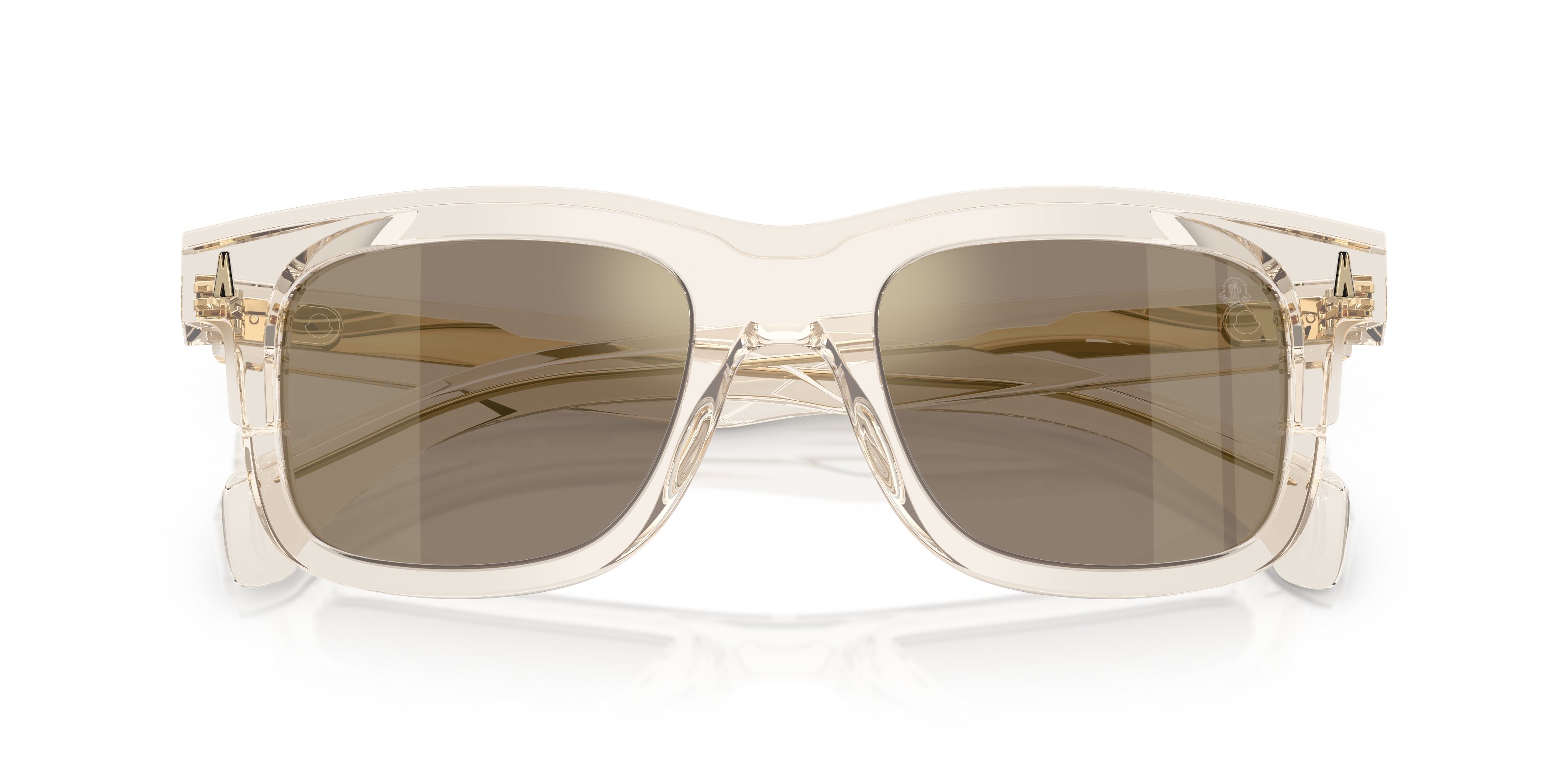 Moncler Unisex Moncler ME6004 CLARO 30035A Gafas de sol Acetato Blanco Marrón Cuadrada Espejo