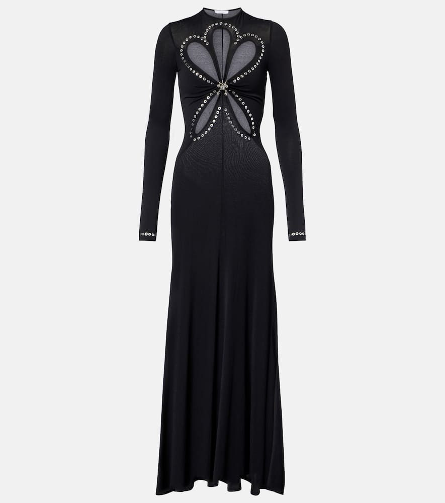 Cutout embellished jersey maxi dress