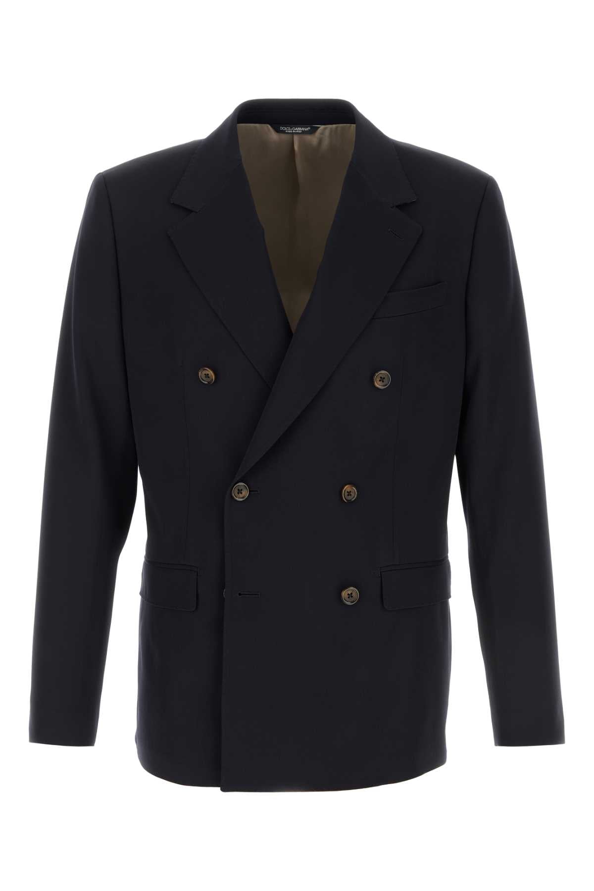 Double-Breasted Virgin Wool Blazer — Black