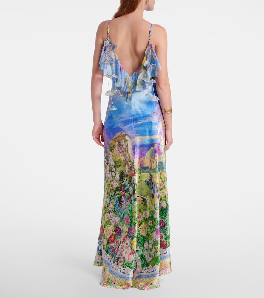 Printed silk slip dress