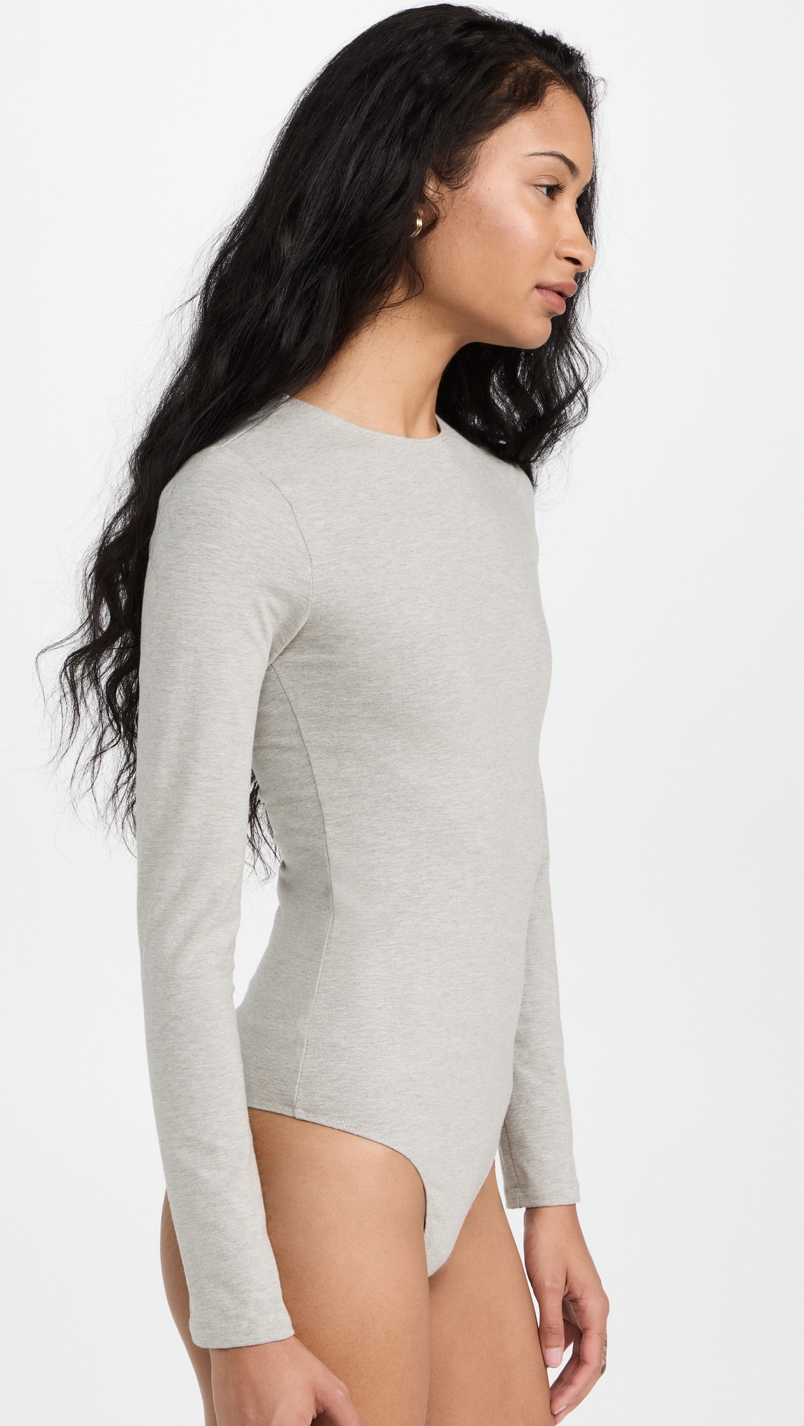 Ambitionist 여성 Everyday Classic Long Sleeve Thong Bodysuit Grey