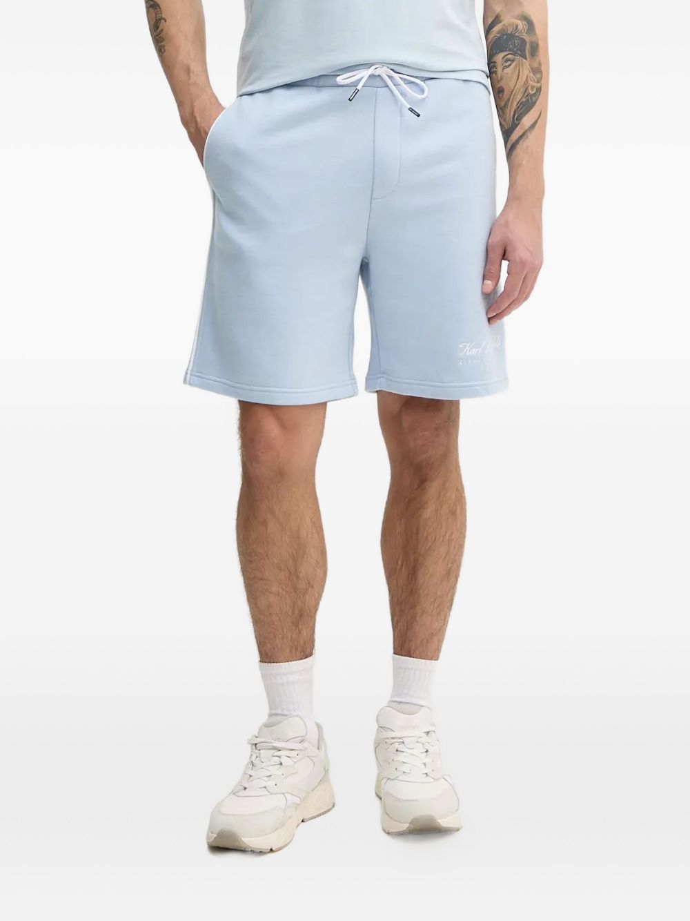 Logo-embroidered side-striped shorts - Blue