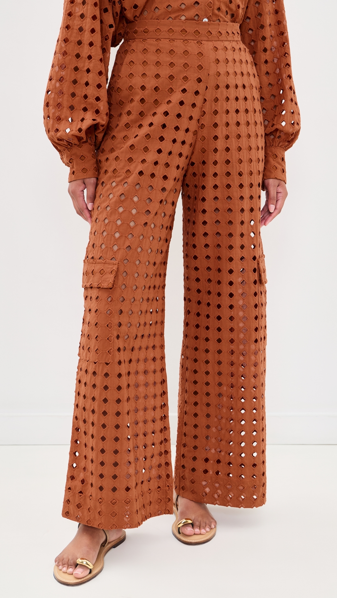 Brown Castanha Eyelet Cargo Pants Brown Castanha