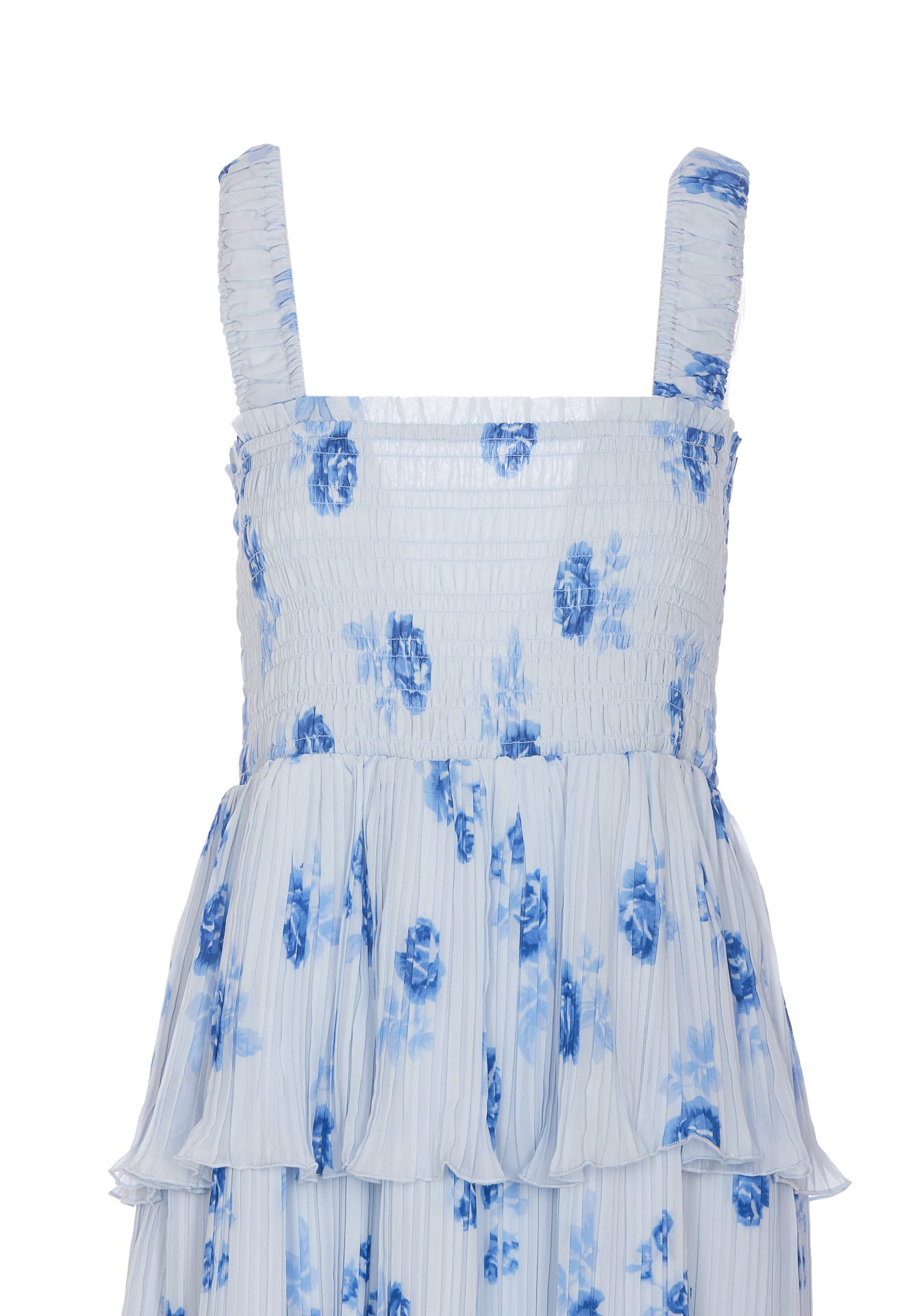 Pleated Georgette Smock Midi Dress