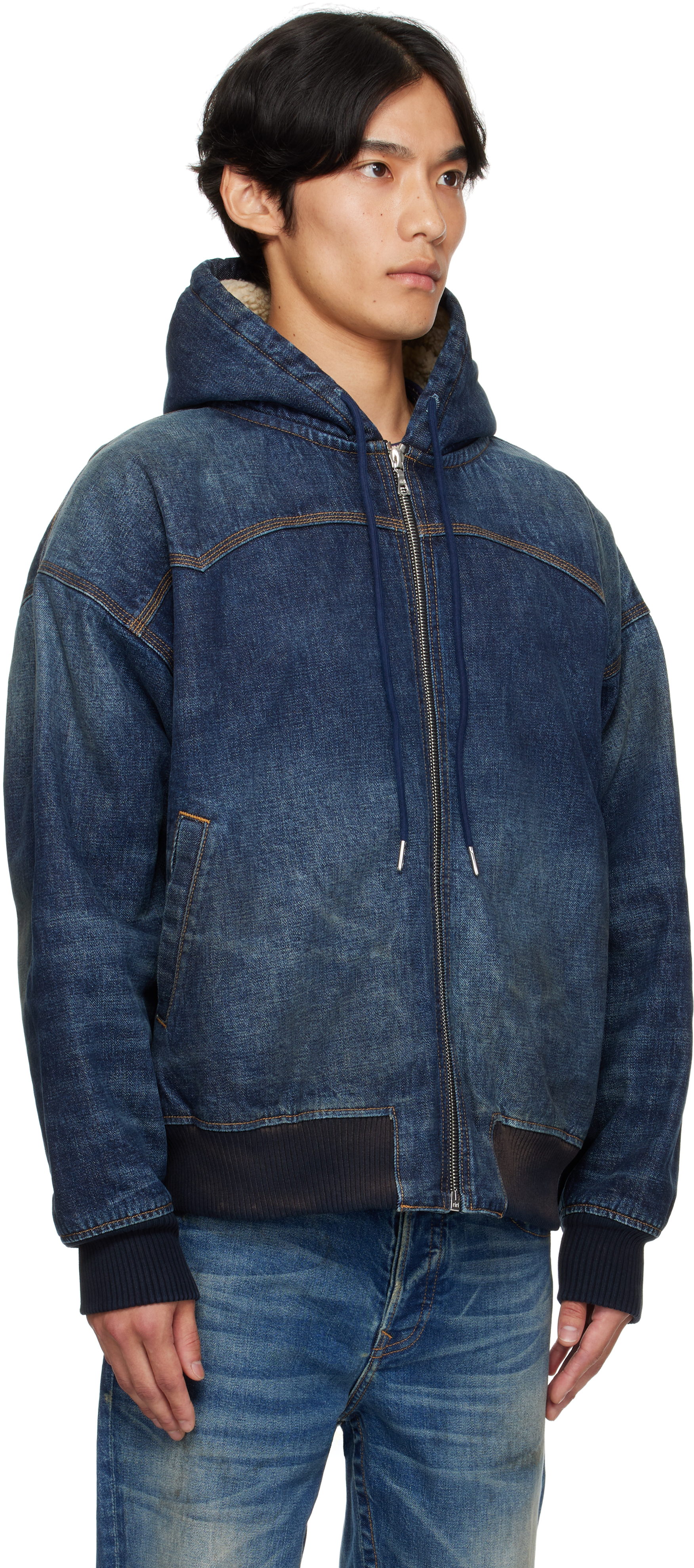 Navy Mike Japanese VTG Double Dip Sherpa Lined Denim Jacket