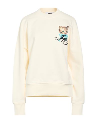 Woman Sweatshirt Cream Size M Cotton