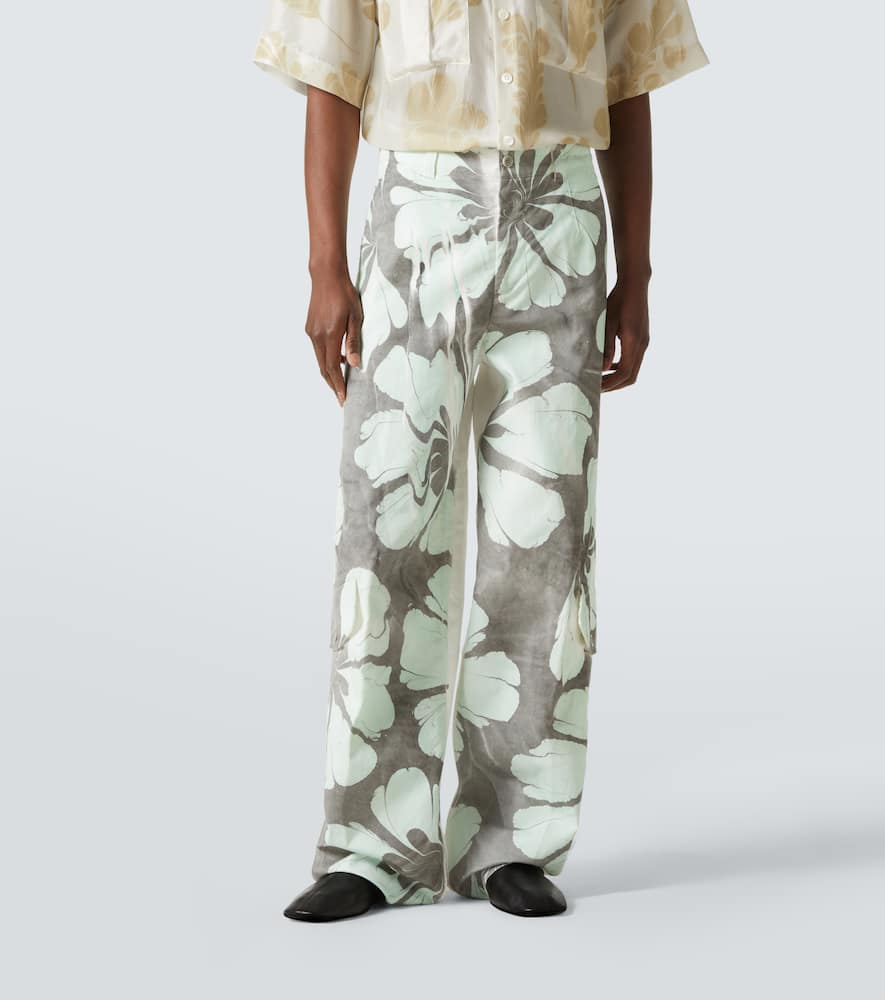 Floral cotton wide-leg pants