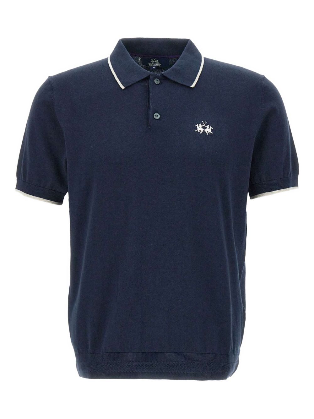 Logo-embroidered ribbed polo shirt - Blue