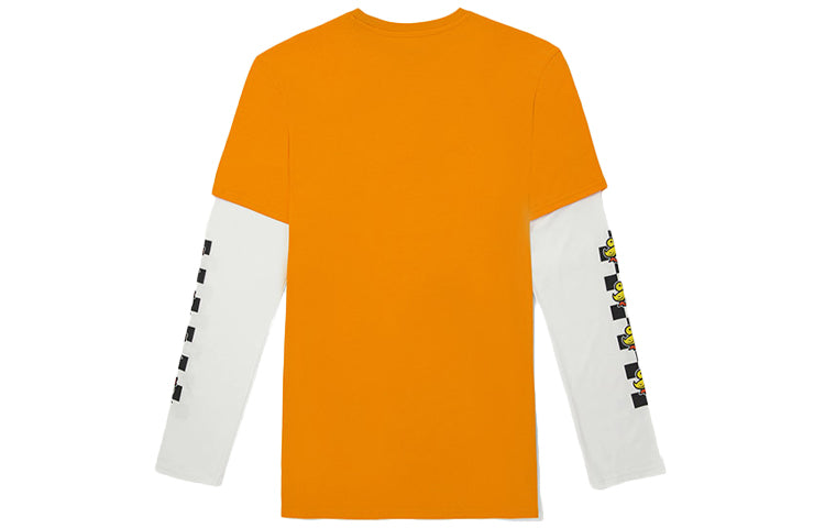 Small Yellow Printing Sports Long Sleeves Couple Style Orange