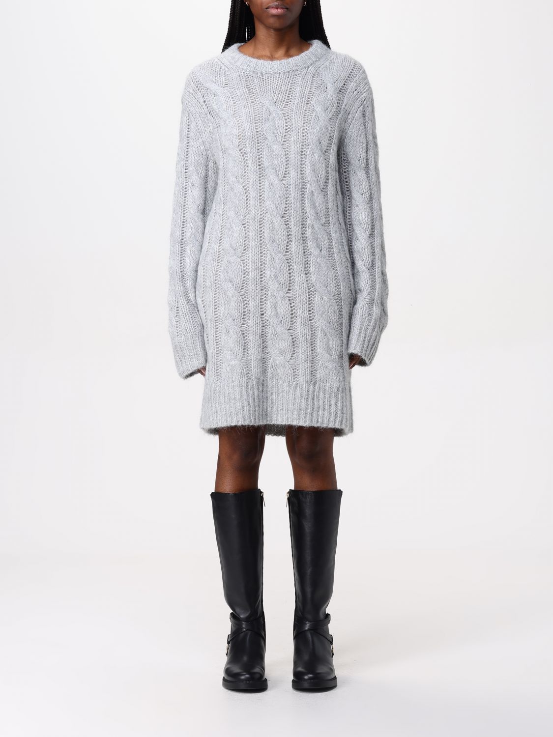 Cable-knit dress - Grey