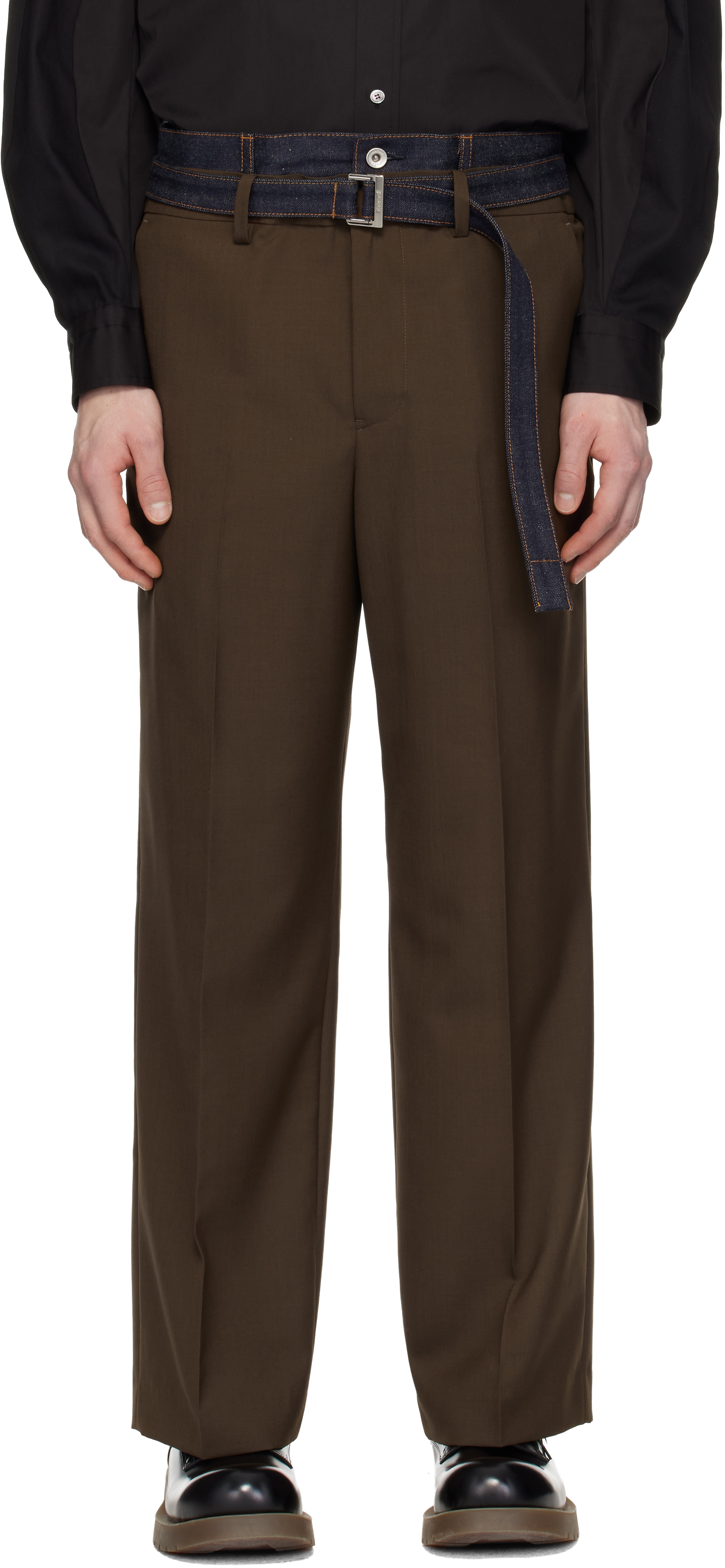Brown Suiting & Denim Trousers