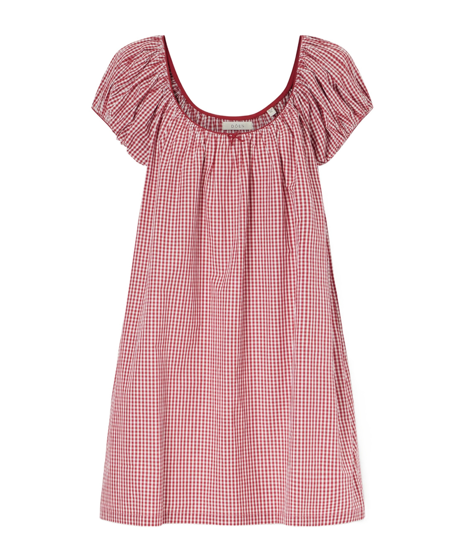 Julia gathered checked organic cotton midi dress