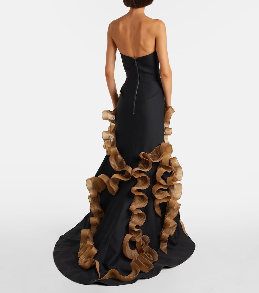 Explode ruffled wool and silk gown