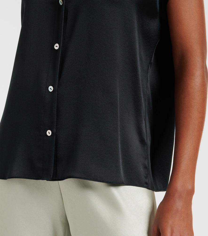Ruched silk satin top