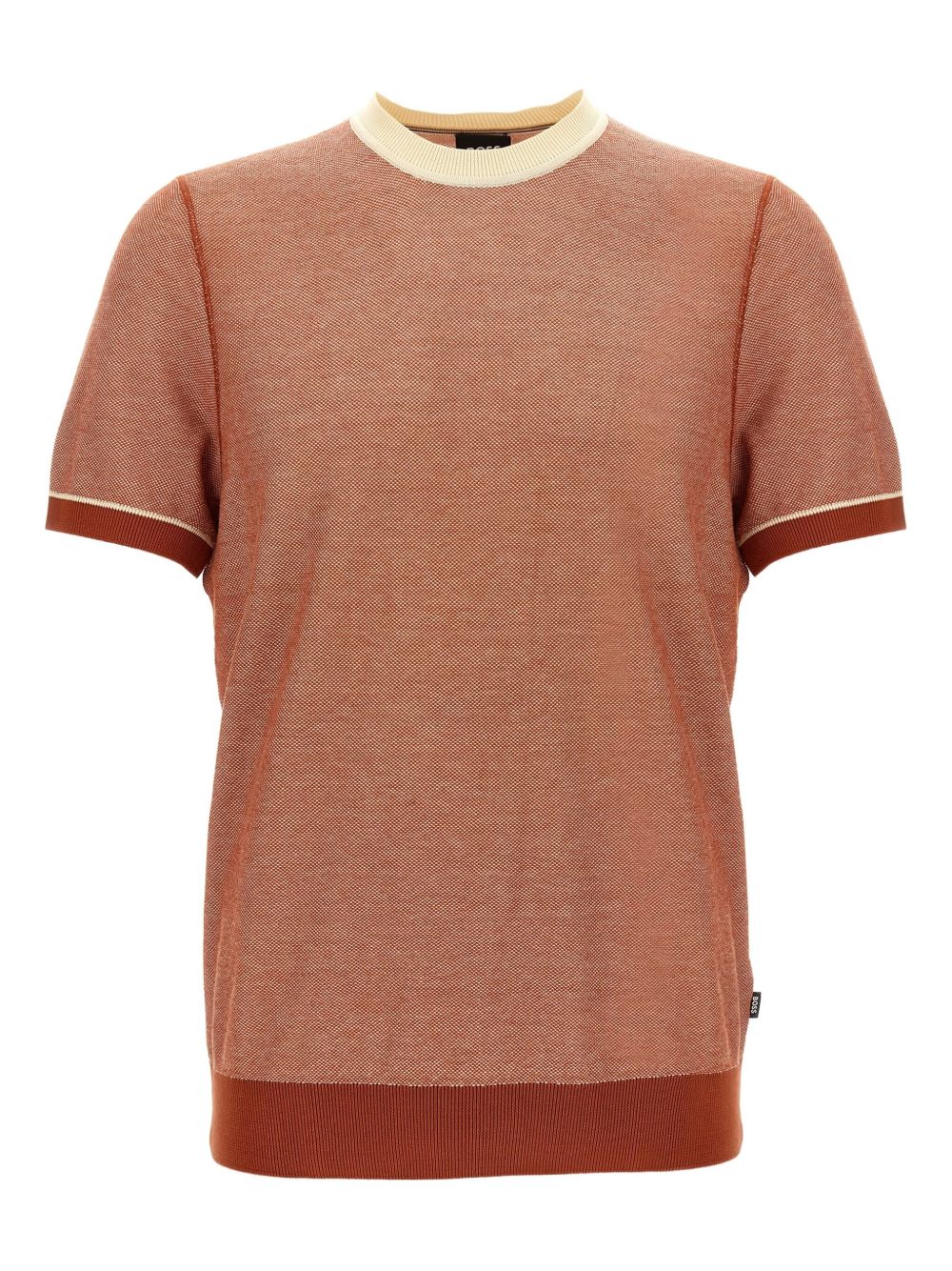 Textured short-sleeve knit top - Orange