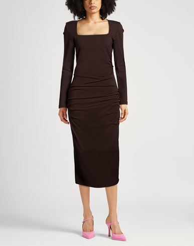 Woman Midi dress Dark brown Size 6 Viscose, Polyamide, Elastane