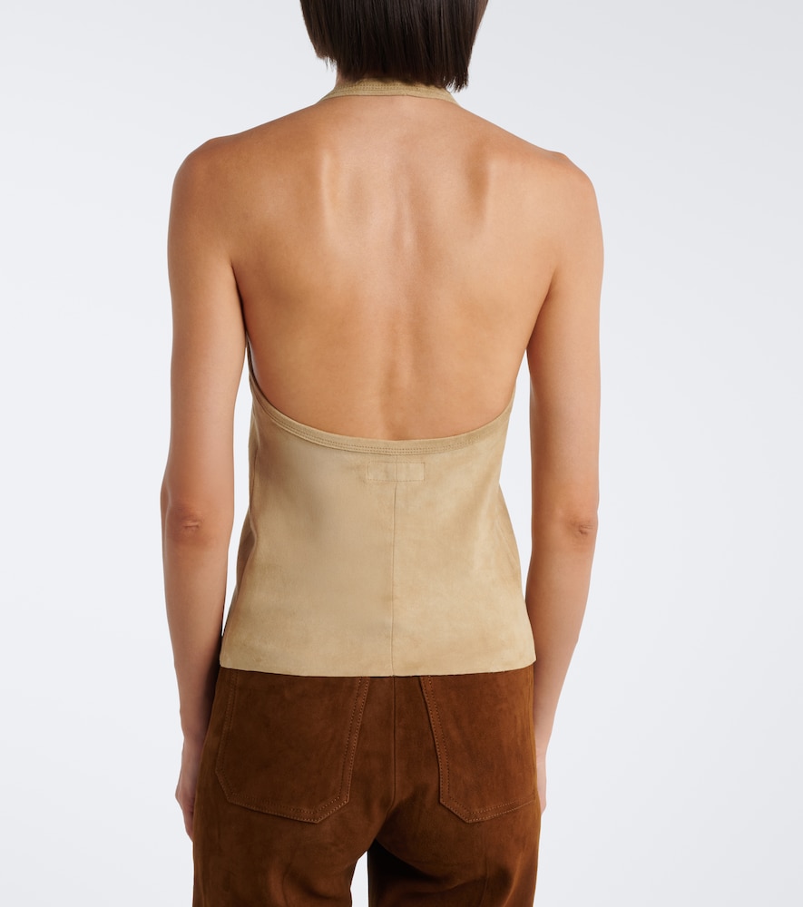Cherry halterneck suede top
