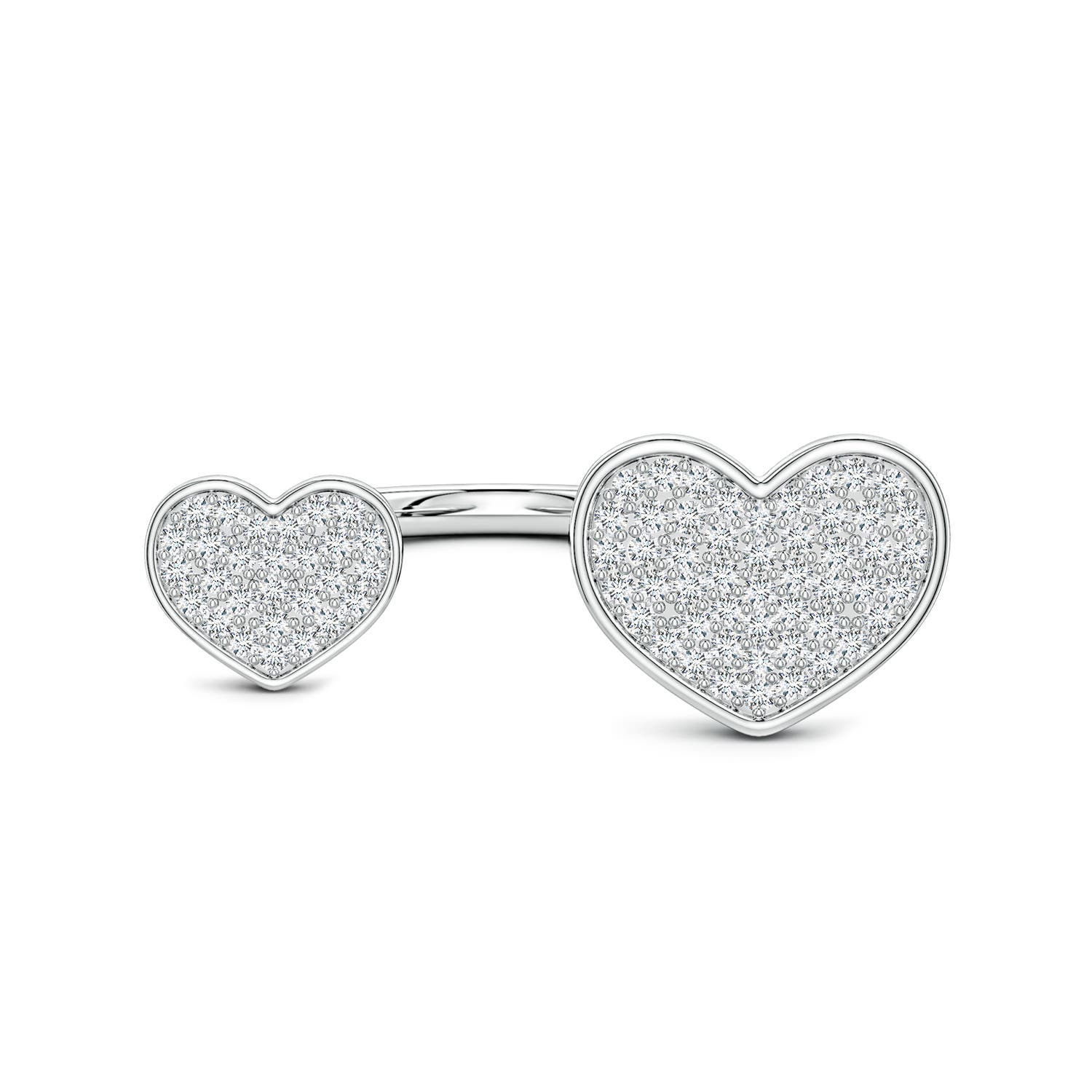 Angara 0.47 CTW Pavé Lab-Grown Diamond Double Heart Open Ring in Silver