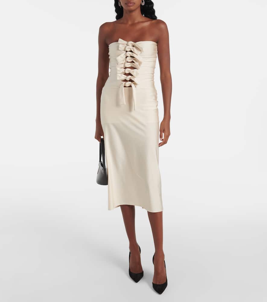 Gala tie-front jersey midi dress