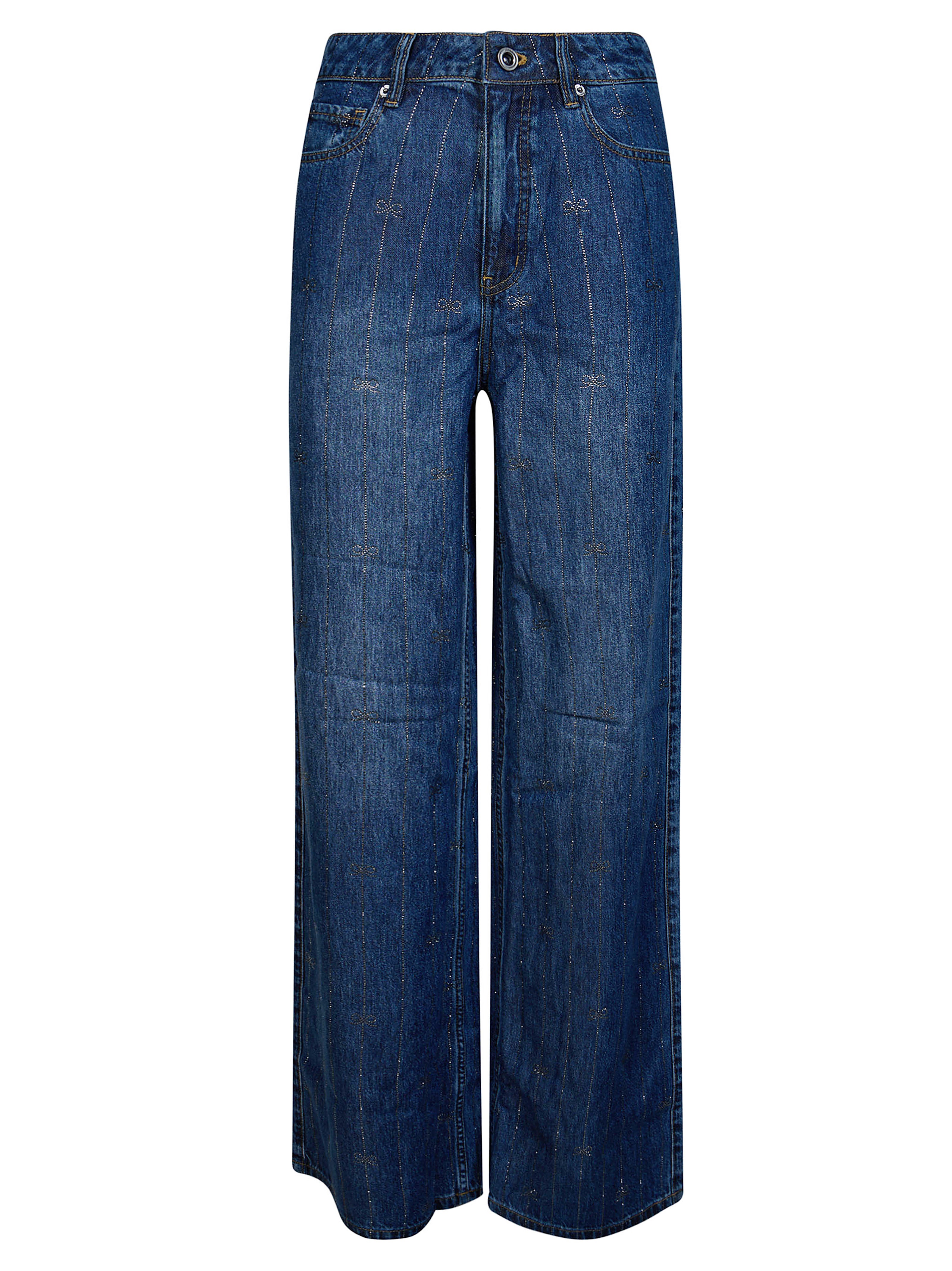 Rhinestone Detail Striped Women's Jeans