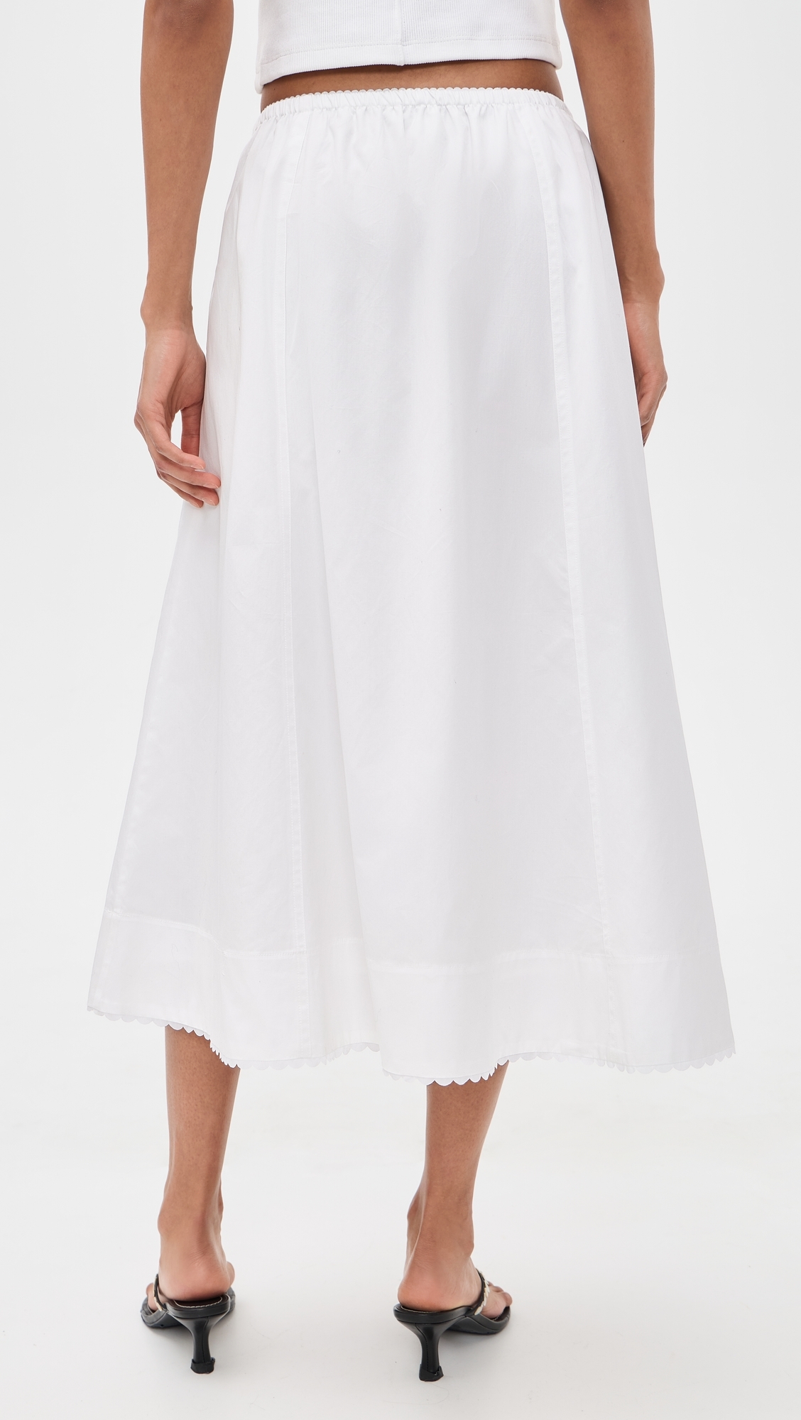 Scallop Detail Maxi Skirt Optic White