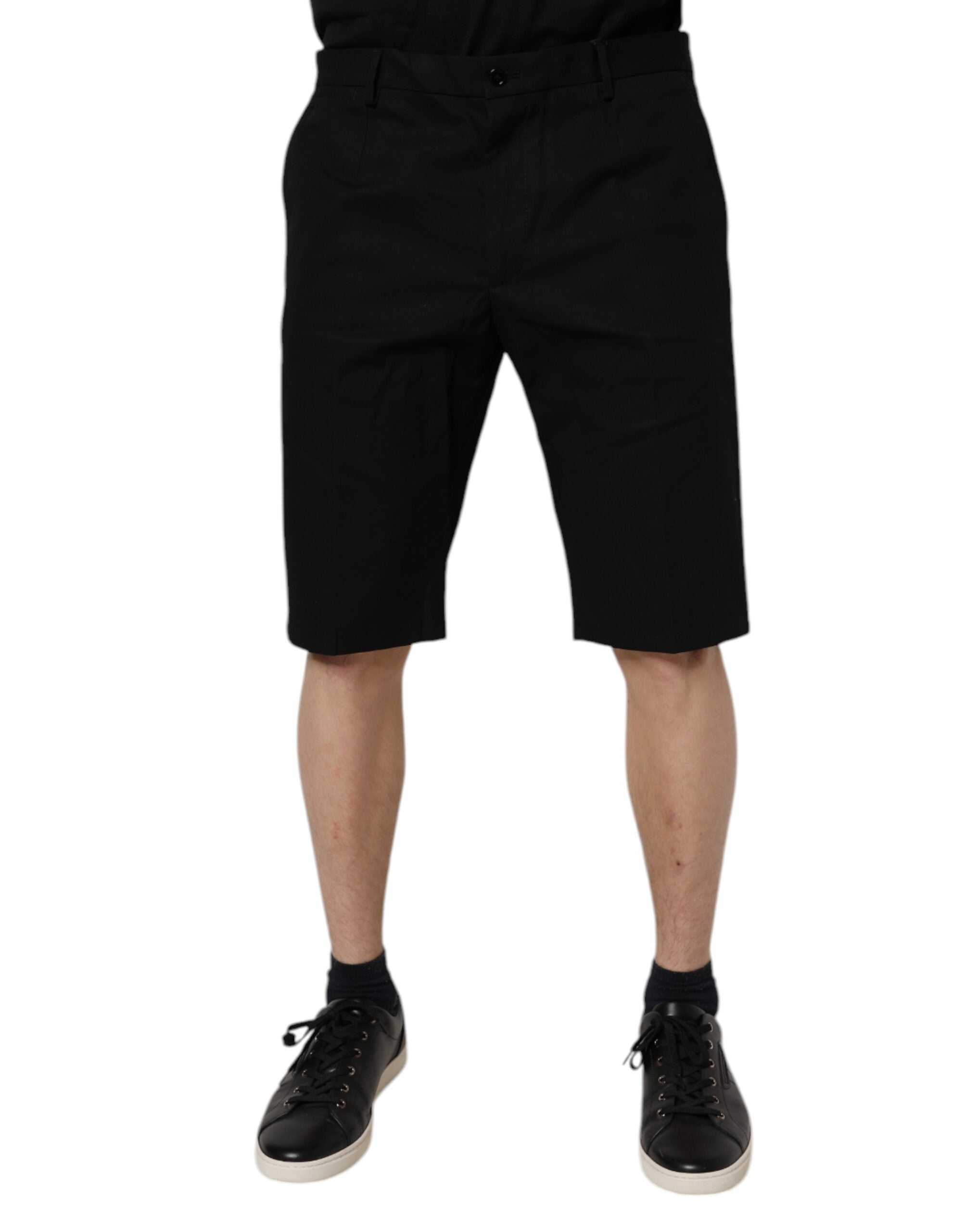 Cotton Stretch Bermuda Shorts — Black