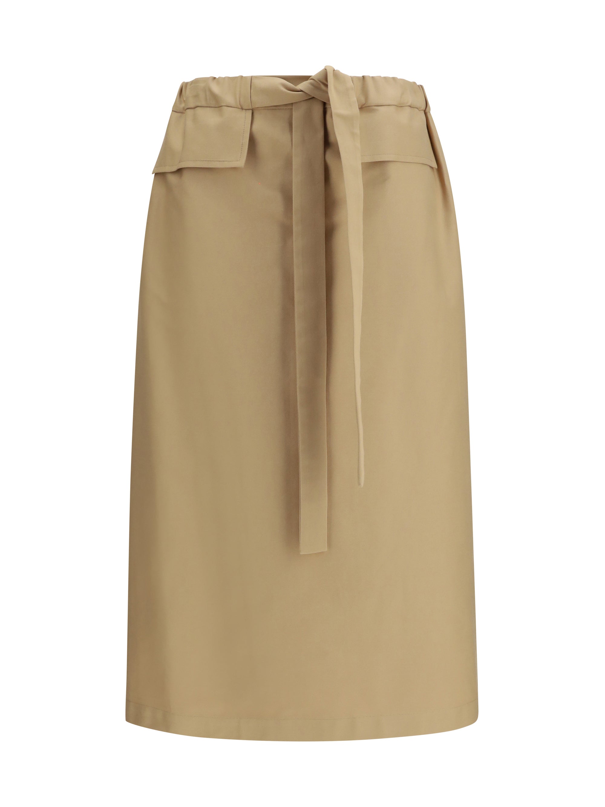 Cotton Midi Skirt — Beige
