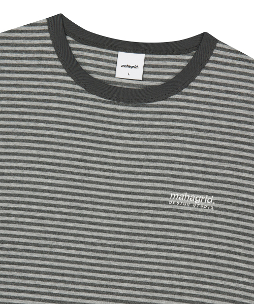 BASIC LOGO STRIPE RINGER TEE GREY