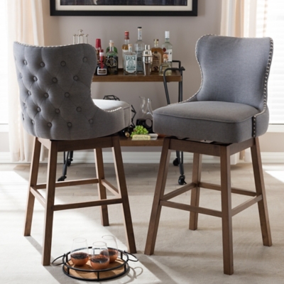 Baxton Studio Gradisca Swivel Barstool, Gray/Brown