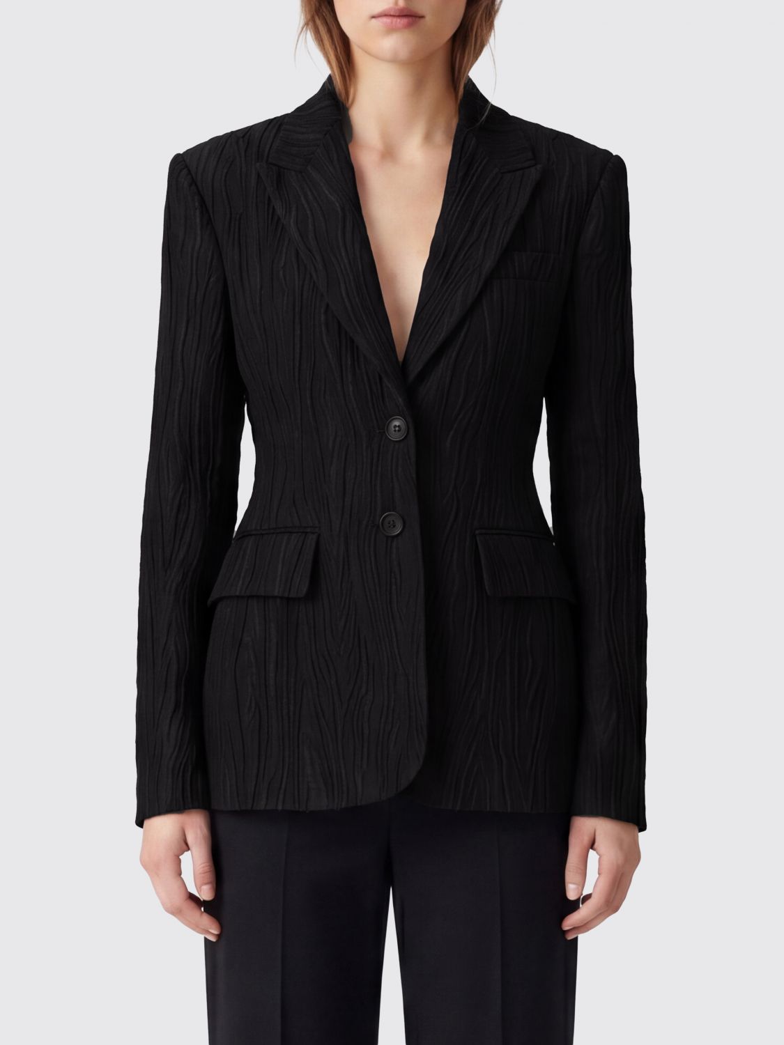 Jacquard single-breasted blazer - Black
