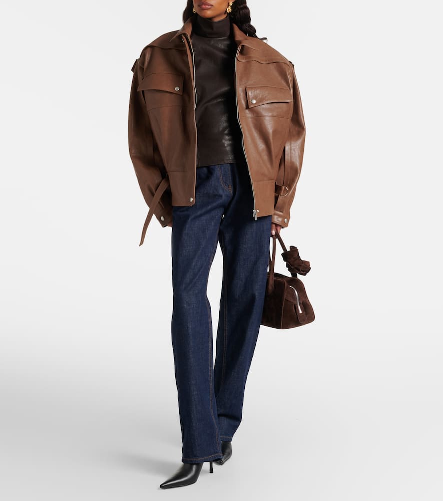 Oversized leather jacket