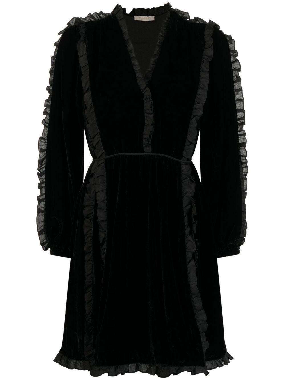 Ruffle-trim mini dress - Black