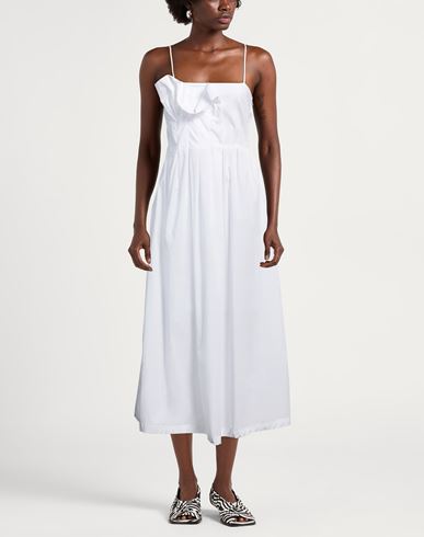 Alpha Studio Woman Midi dress White Size 8 Cotton, Elastane