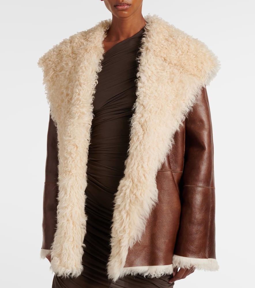 Shearling-trimmed leather jacket