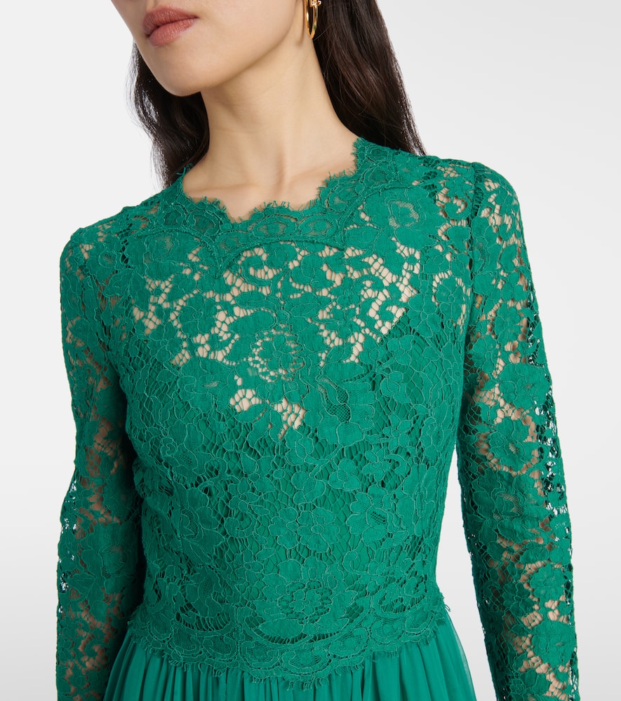 Lace and silk-blend gown