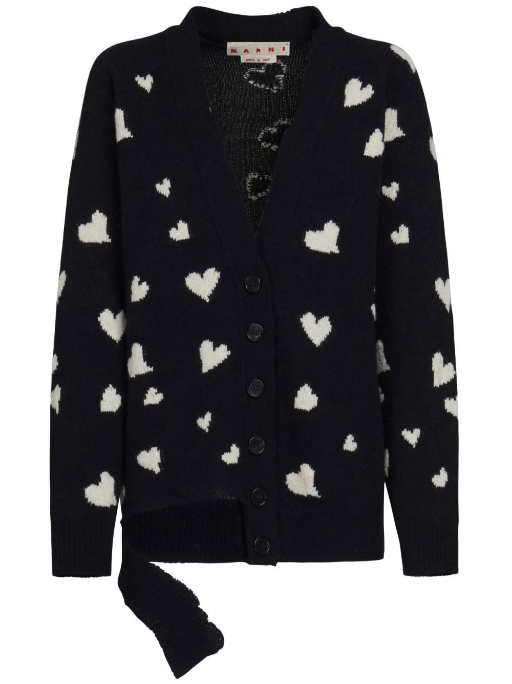 Heart-print V-neck cardigan - Black