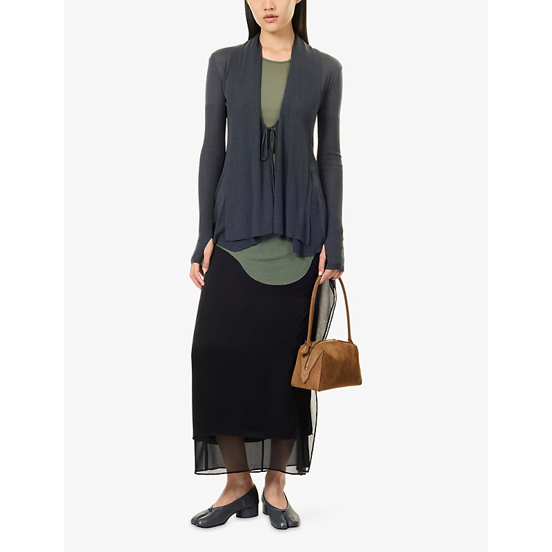 Womens Layered Panelled Cupro-Blend Maxi Skirt