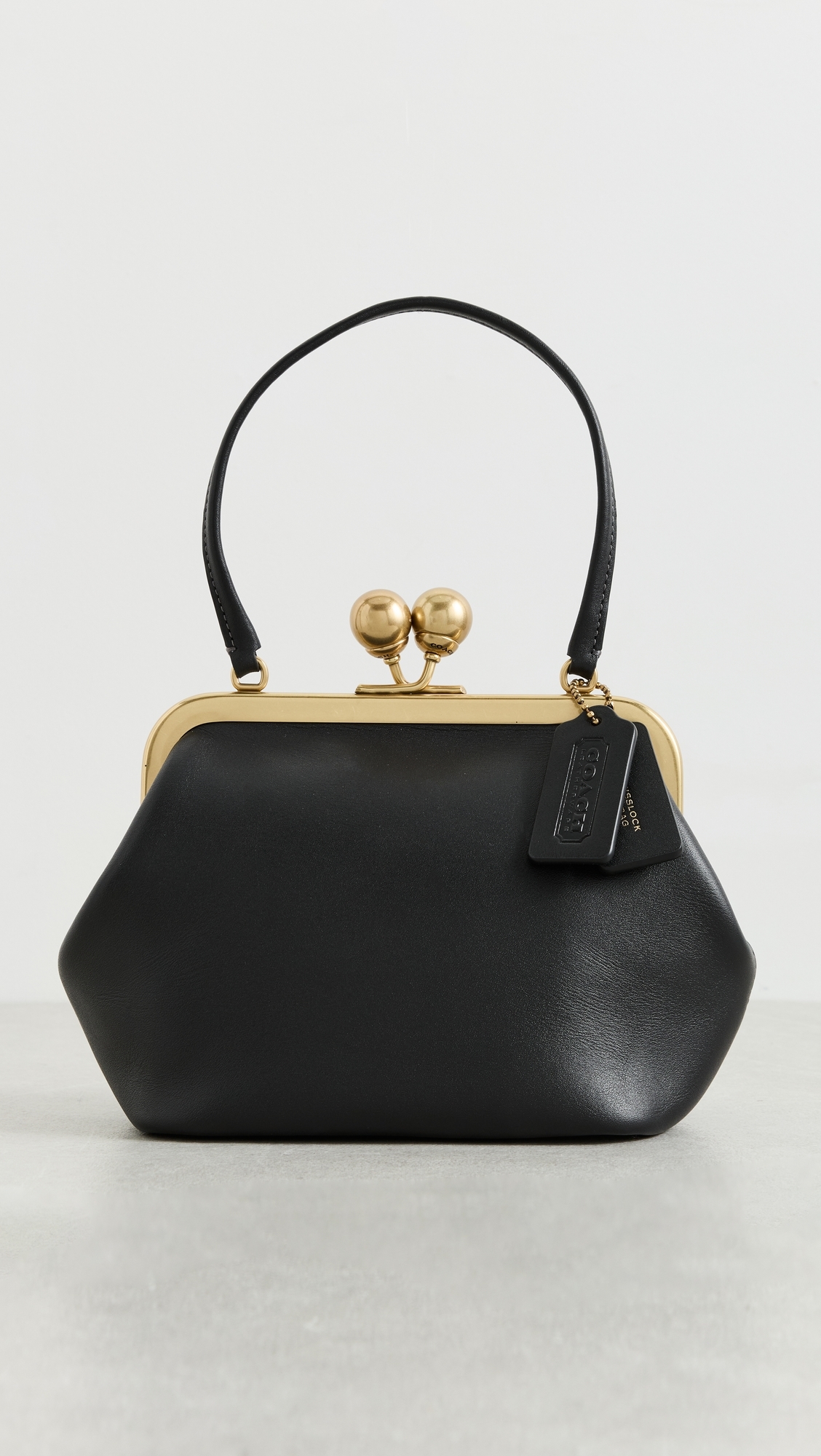 Glovetanned Leather Kisslock Frame Bag Black One Size