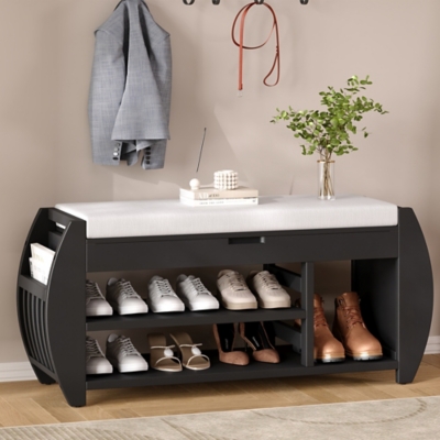 Dovelina Tresy Storage Bench Ottoman, Black