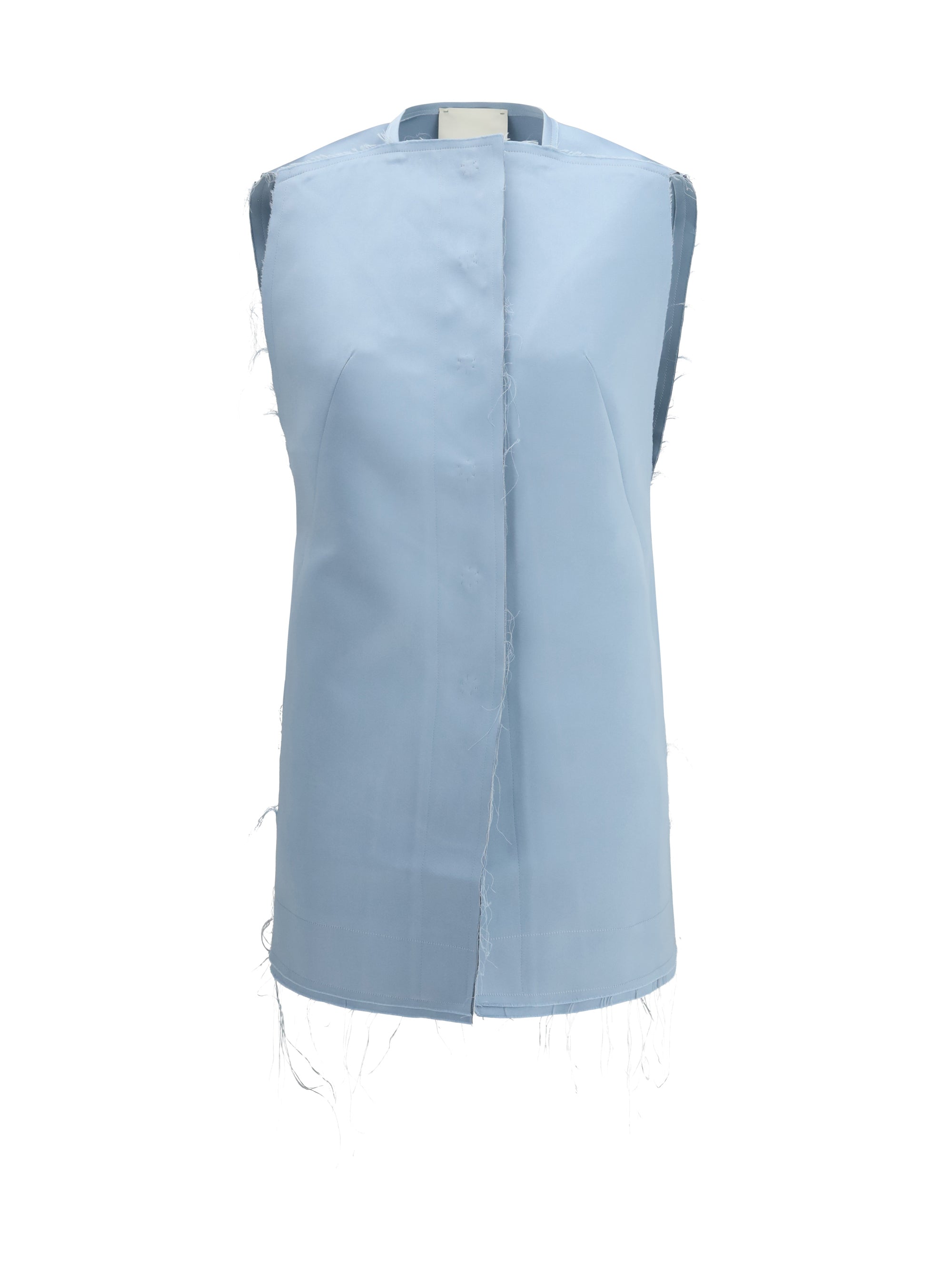 Raw-Cut Hem Dress — Blue