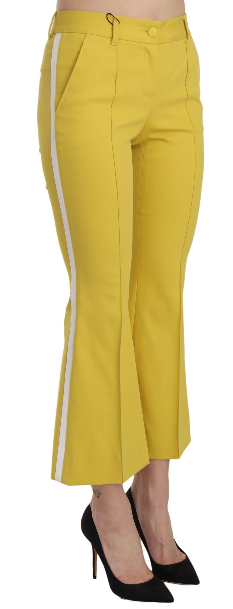 Flared Bootcut Capri Trousers — Yellow