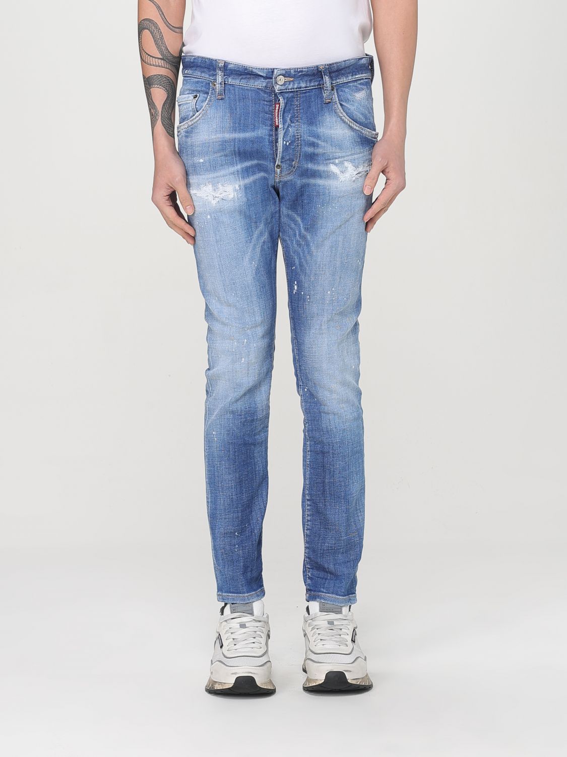 Distressed tapered-leg trousers - Blue