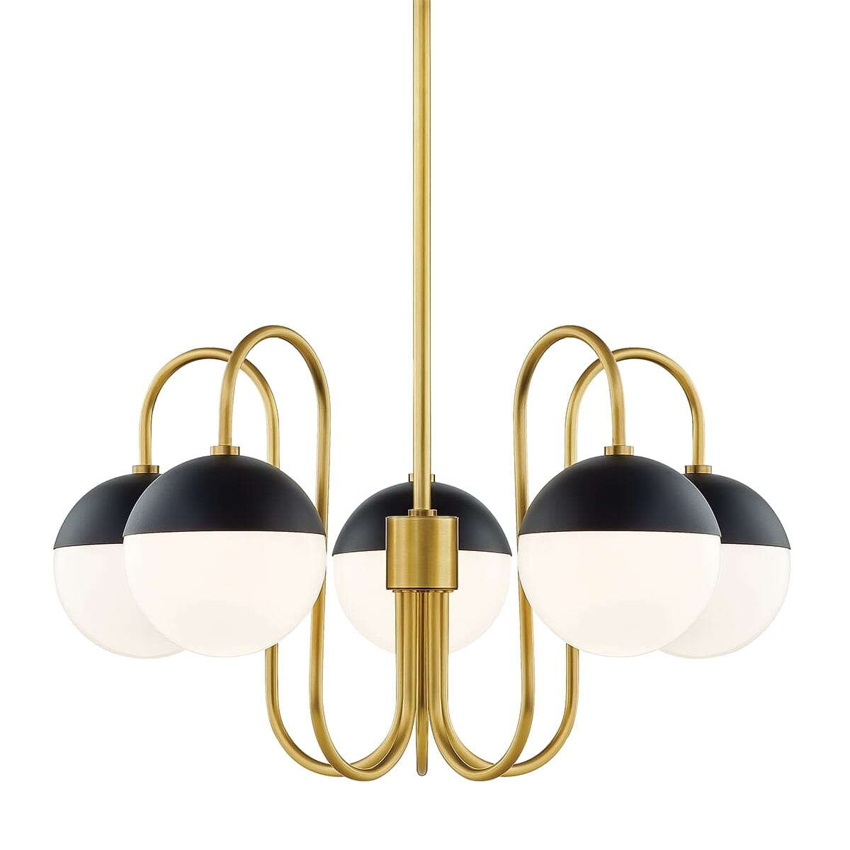 Aged Brass Black Five Light Chandelier from the Renee Collection