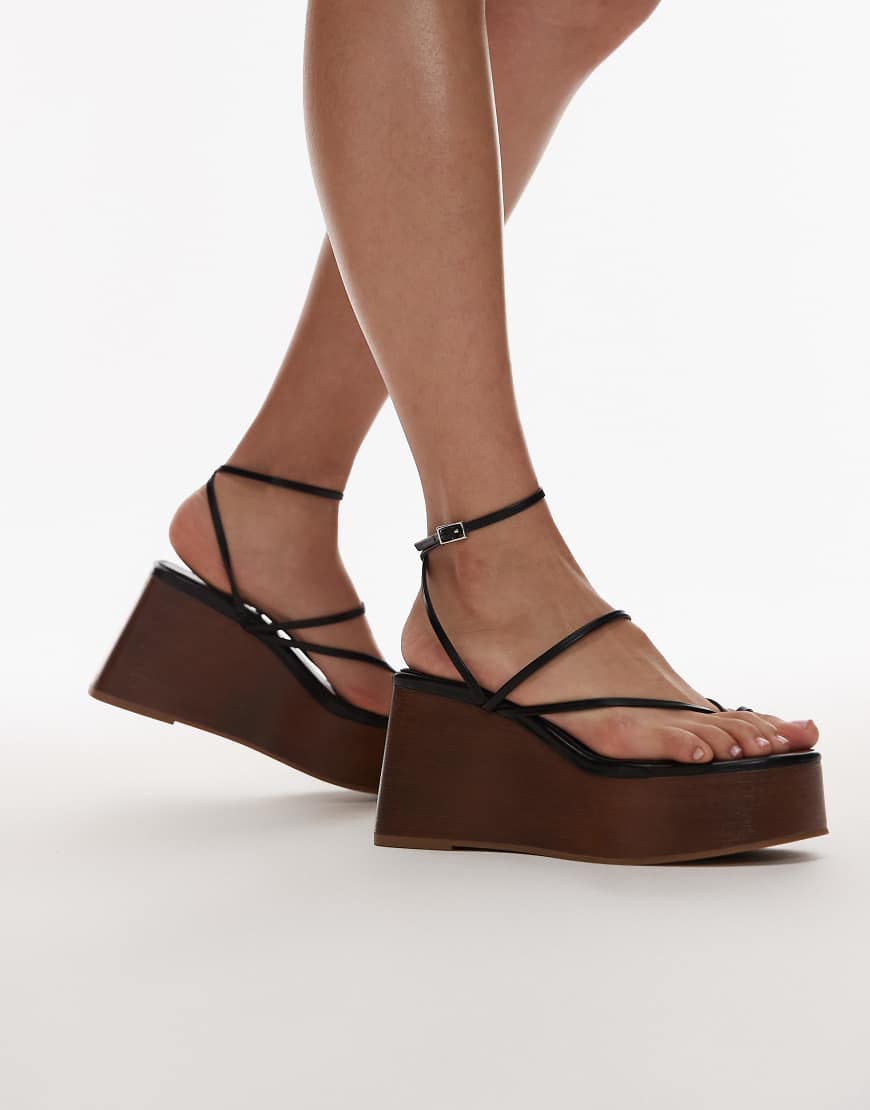 Topshop Hallie espadrille wedge in black