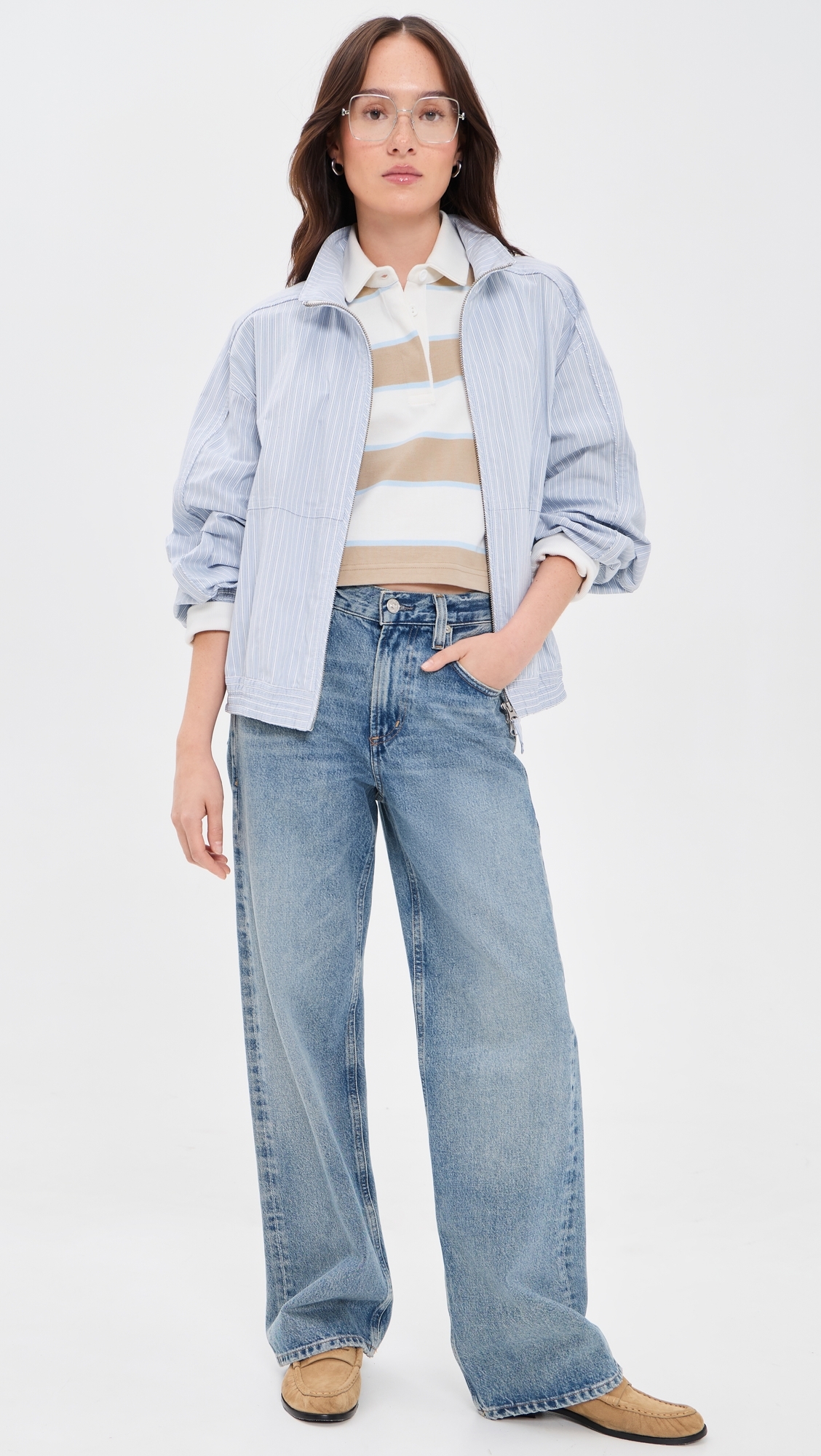Cropped Striped Rugby Khaki Rugby Stripe