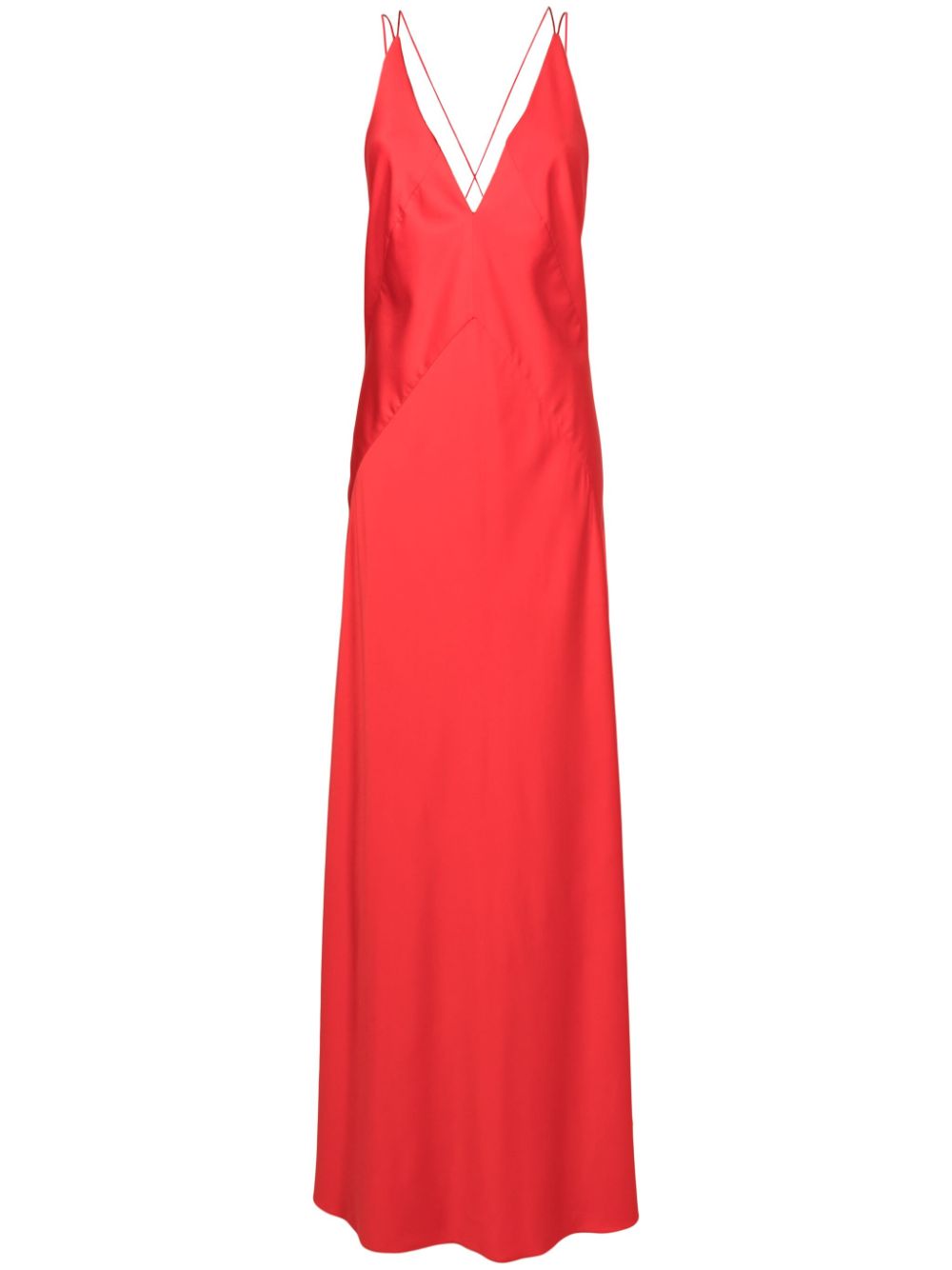 Satin-finish open-back gown - Orange
