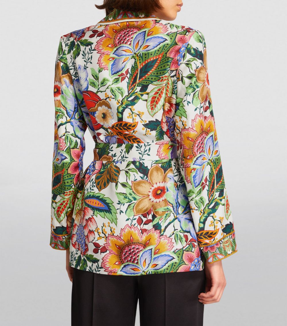 Silk Floral Tie-Waist Blazer